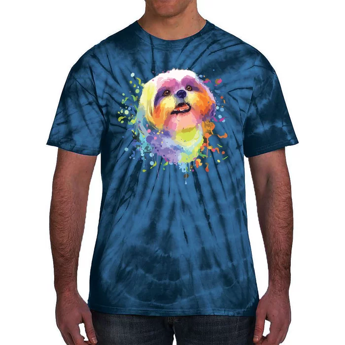 Colorful Splash Art Shih Tzu Portrait Shitzu Puppy Owner Tie-Dye T-Shirt