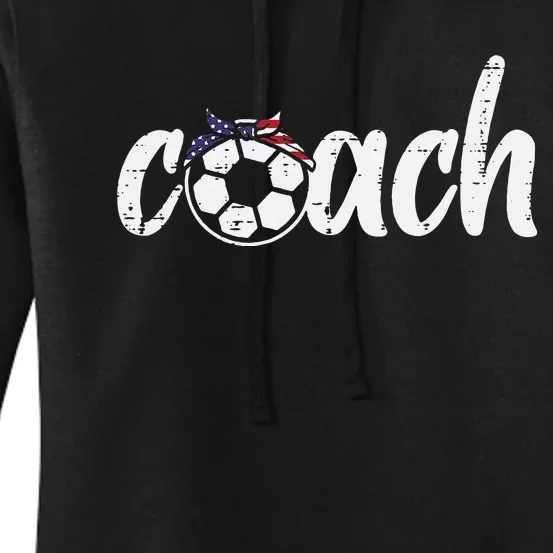 Coach Soccer American Flag Bandana Football  Mom Women's Pullover Hoodie