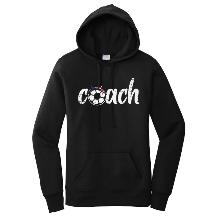 Coach Soccer American Flag Bandana Football  Mom Women's Pullover Hoodie