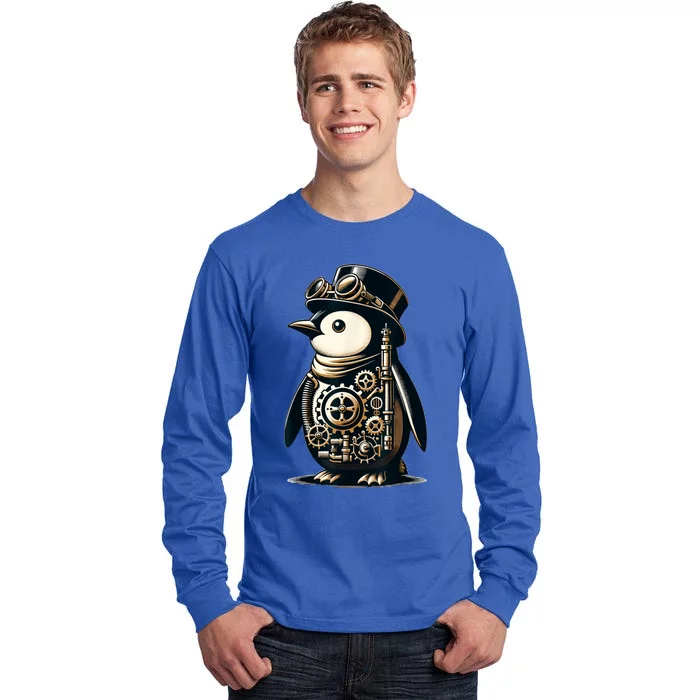 Cool Steampunk Aesthetic Penguin Lover Vintage Penguin Tall Long Sleeve T-Shirt