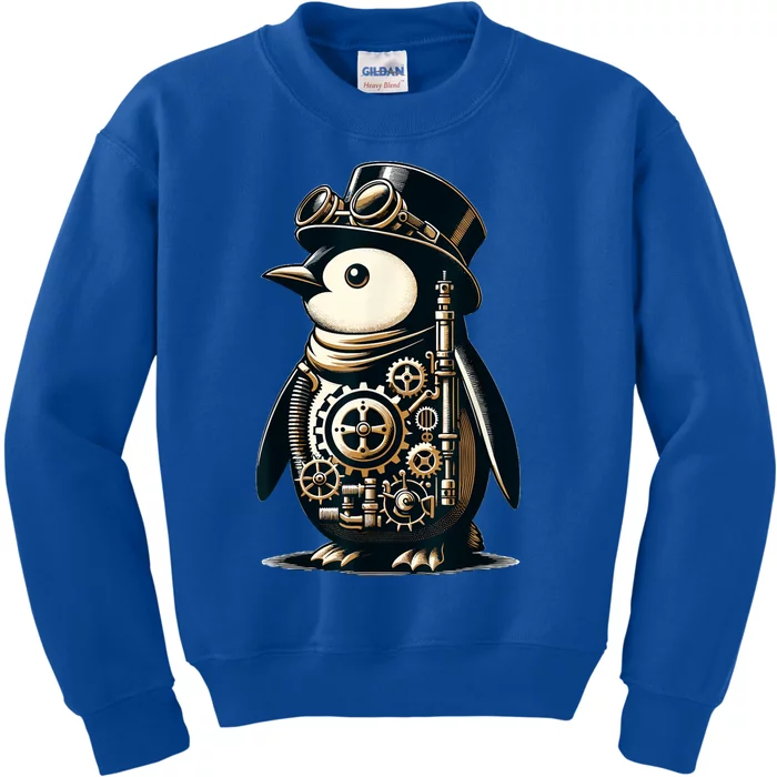 Cool Steampunk Aesthetic Penguin Lover Vintage Penguin Kids Sweatshirt