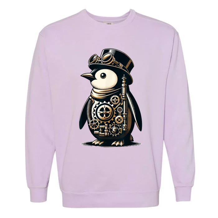 Cool Steampunk Aesthetic Penguin Lover Vintage Penguin Garment-Dyed Sweatshirt