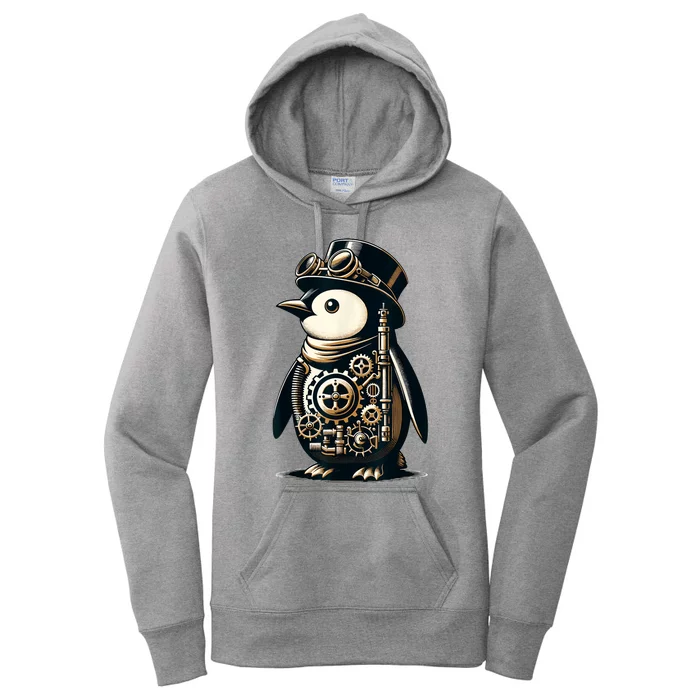 Cool Steampunk Aesthetic Penguin Lover Vintage Penguin Women's Pullover Hoodie