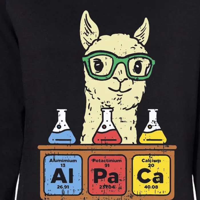 Cool Science Alpaca With Glasses In Front Of Periodic Table Womens California Wash Sweatshirt