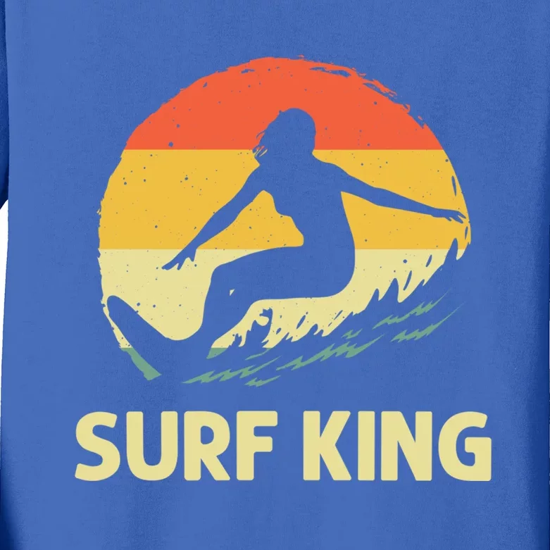 Cool Surfing Art Dad Surf Ocean Beach Lover Surfer Meaningful Gift Kids Long Sleeve Shirt