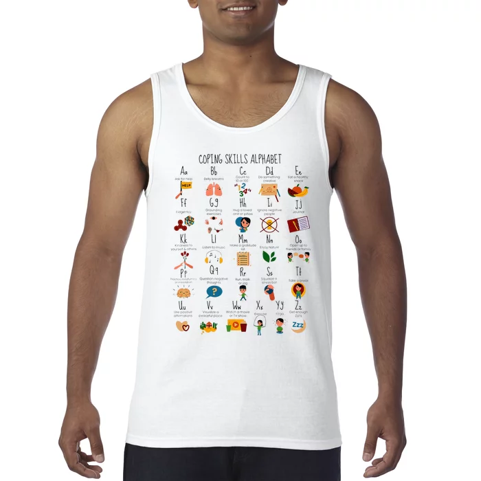 Coping Skills Alphabet Mental Health Awareness Counselor Tank Top