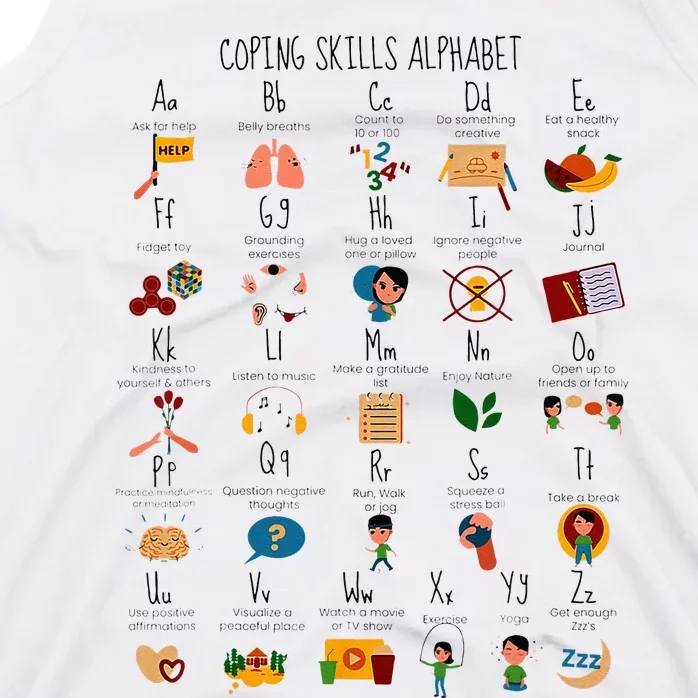 Coping Skills Alphabet Mental Health Awareness Counselor Tank Top