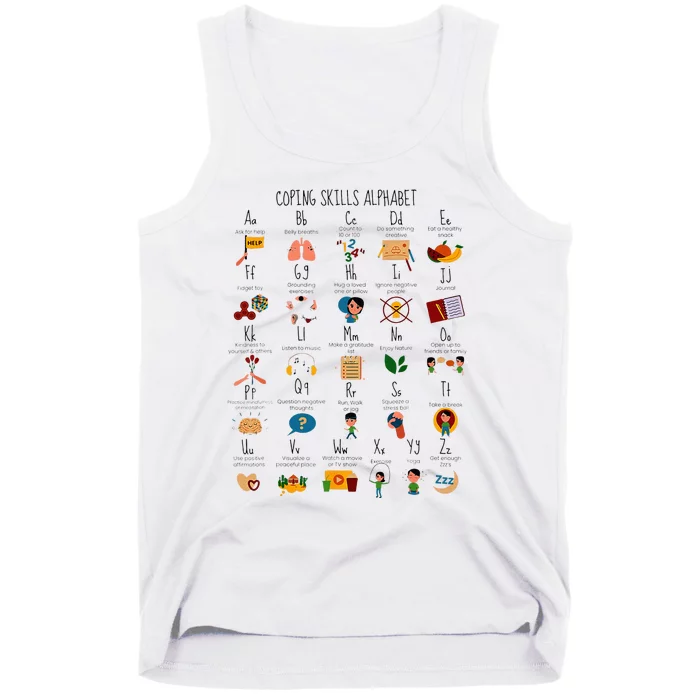 Coping Skills Alphabet Mental Health Awareness Counselor Tank Top