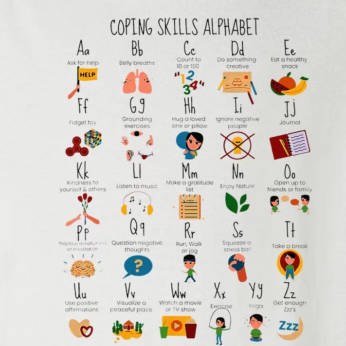 Coping Skills Alphabet Mental Health Awareness Counselor Toddler Long Sleeve Shirt