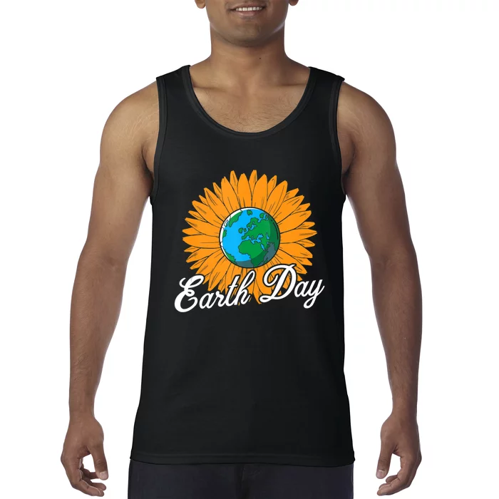 Cute Sunflower Art Cool Flower Lovers Earth Day Tank Top