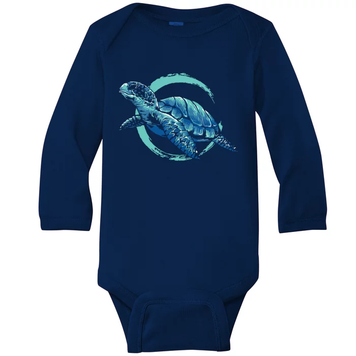 Cute Sea Animal Lover Ocean Pet Owner Gift Aquarium Turtle Baby Long Sleeve Bodysuit