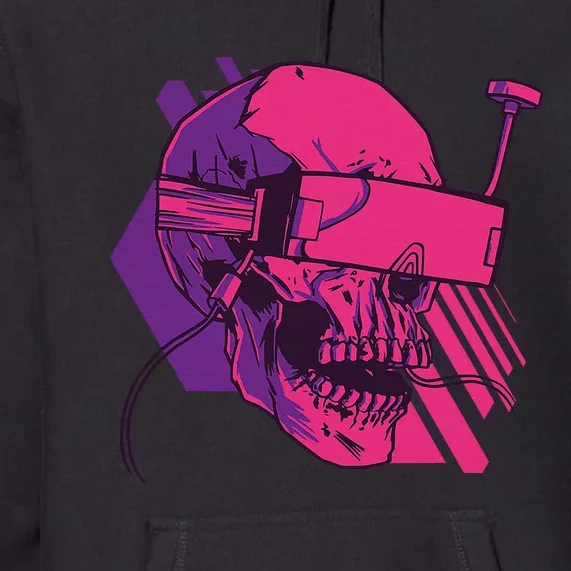 Cyberpunk Skull - A Skull With FPV Goggles Premium Hoodie