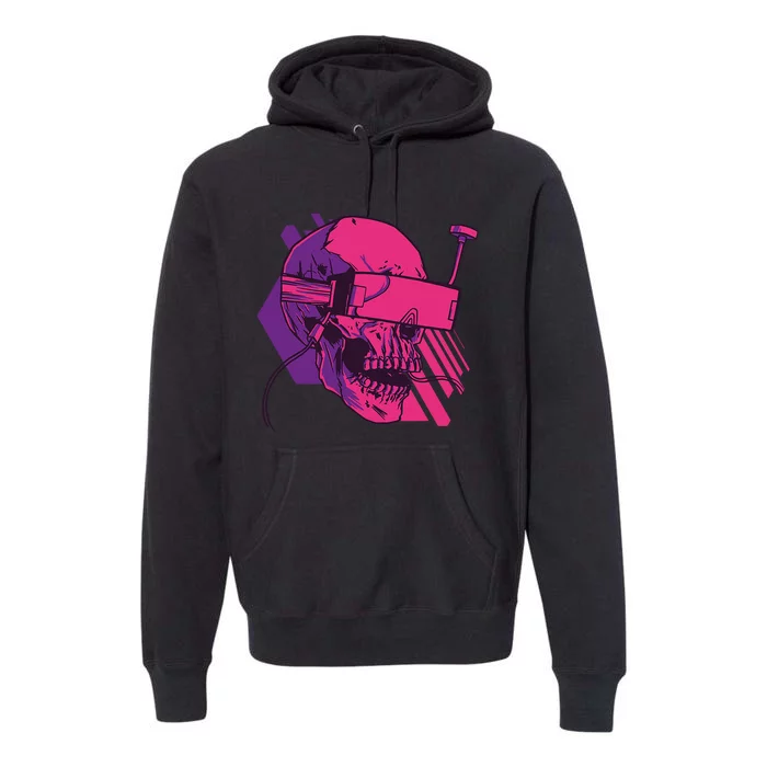 Cyberpunk Skull - A Skull With FPV Goggles Premium Hoodie