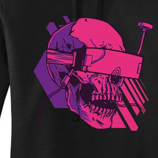 Cyberpunk Skull - A Skull With FPV Goggles Women's Pullover Hoodie