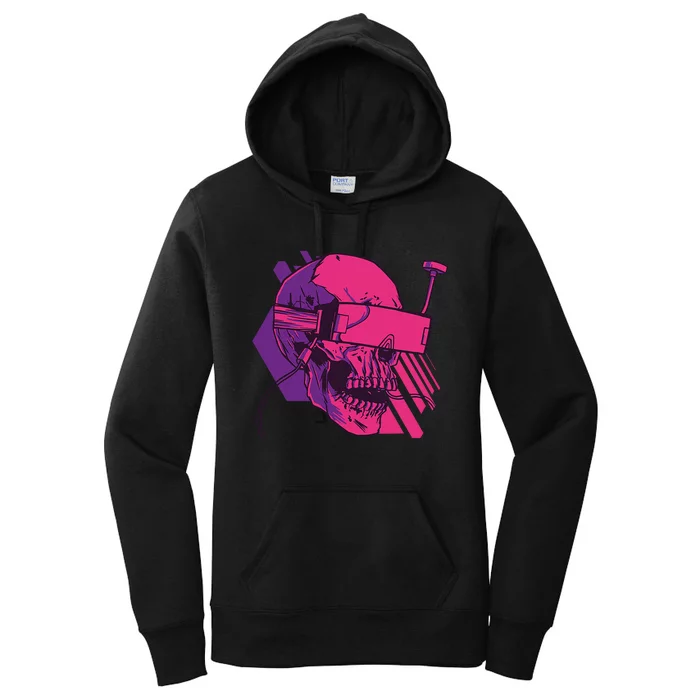 Cyberpunk Skull - A Skull With FPV Goggles Women's Pullover Hoodie