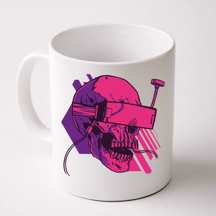 Cyberpunk Skull - A Skull With FPV Goggles Front & Back Coffee Mug