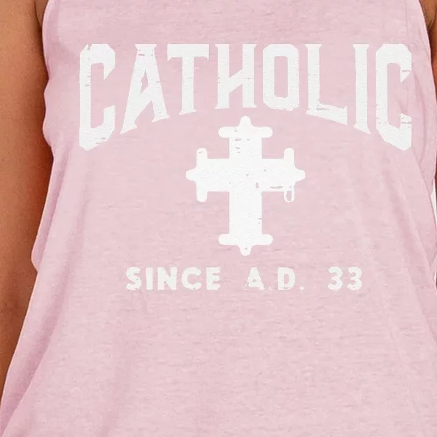 Catholic Since AD 33 God Jesus Christian Women's Knotted Racerback Tank