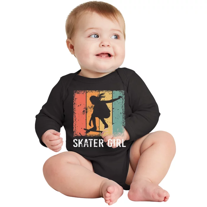 Cool Skater Art Women Skateboarding Skateboard Skating Baby Long Sleeve Bodysuit