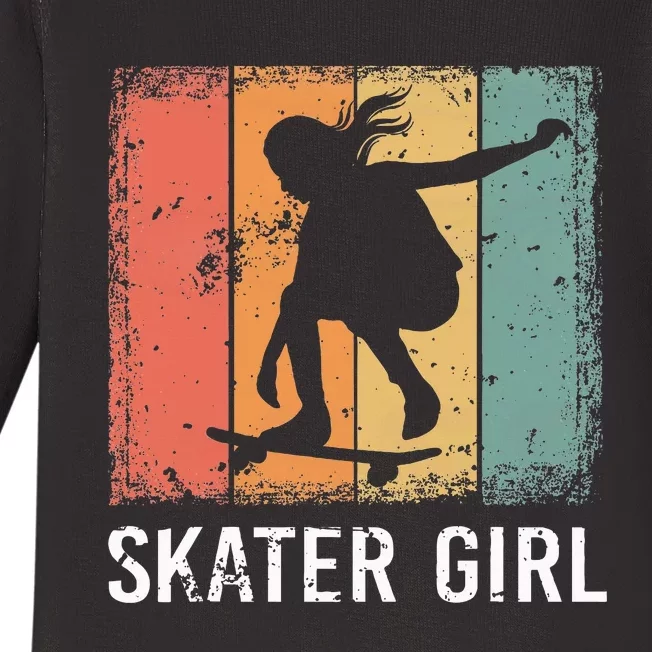 Cool Skater Art Women Skateboarding Skateboard Skating Baby Long Sleeve Bodysuit