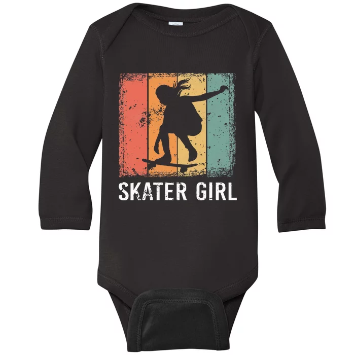 Cool Skater Art Women Skateboarding Skateboard Skating Baby Long Sleeve Bodysuit