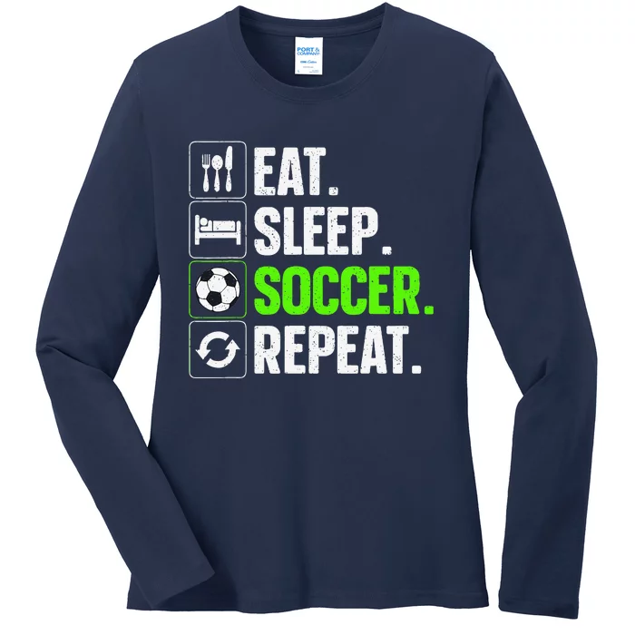 Cool Soccer Art Team Sport Soccer Player Ladies Long Sleeve Shirt