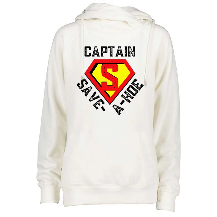 Captain Save A Hoe Rusty Vintage Funny Retro Womens Funnel Neck Pullover Hood