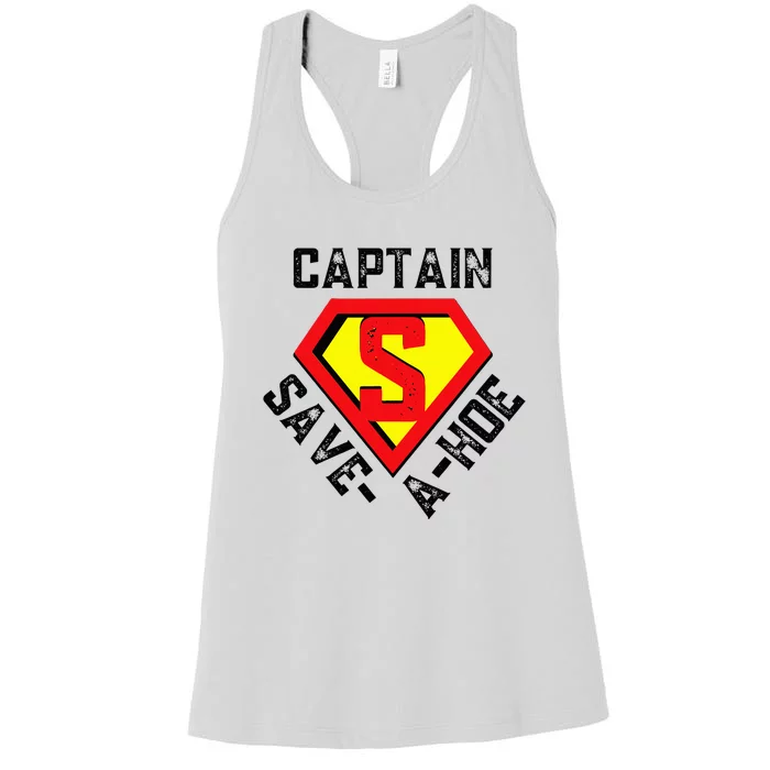 Captain Save A Hoe Rusty Vintage Funny Retro Women's Racerback Tank