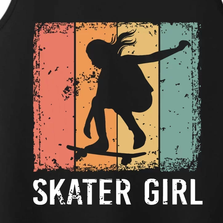 Cool Skater Art Women Girl Skateboarding Skateboard Skating Performance Tank