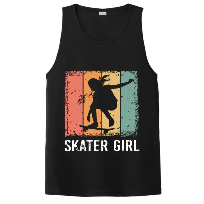 Cool Skater Art Women Girl Skateboarding Skateboard Skating Performance Tank