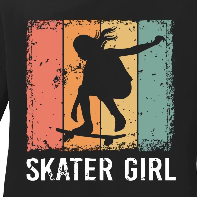 Cool Skater Art Women Girl Skateboarding Skateboard Skating Ladies Long Sleeve Shirt