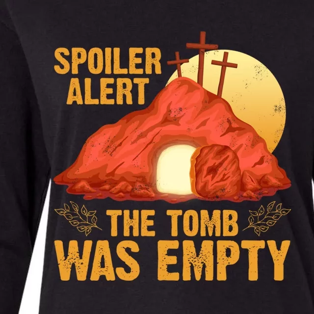 Christian Spoiler Alert Tomb Was Empty Easter Gift Womens Cotton Relaxed Long Sleeve T-Shirt