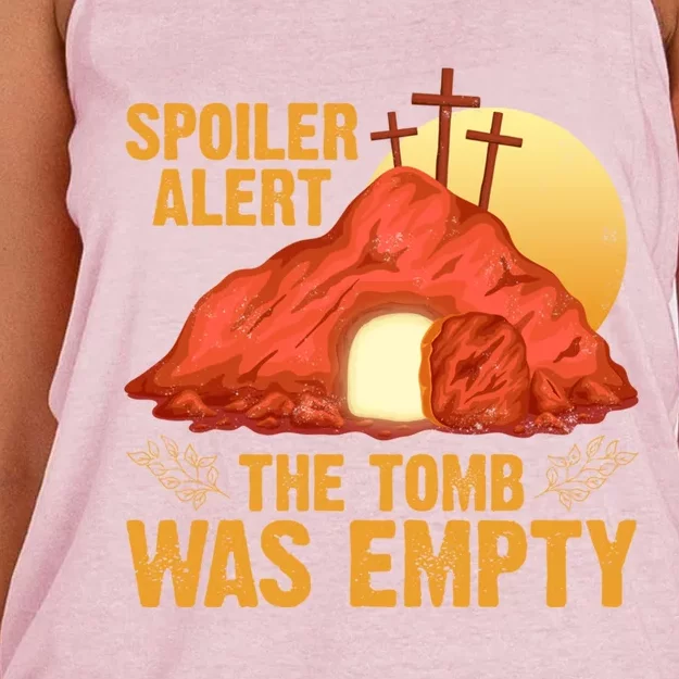 Christian Spoiler Alert Tomb Was Empty Easter Gift Women's Knotted Racerback Tank