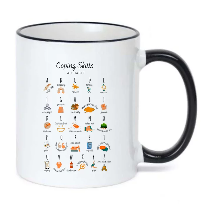 Coping Skills Alphabet Mental Health Awareness Black Color Changing Mug