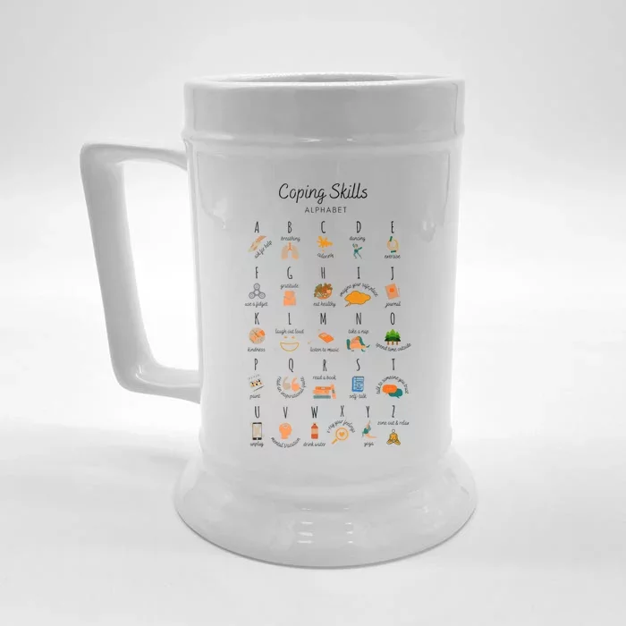 Coping Skills Alphabet Mental Health Awareness Front & Back Beer Stein