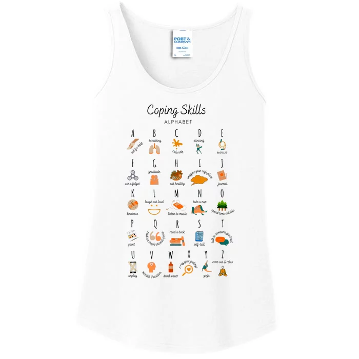 Coping Skills Alphabet Mental Health Awareness Ladies Essential Tank