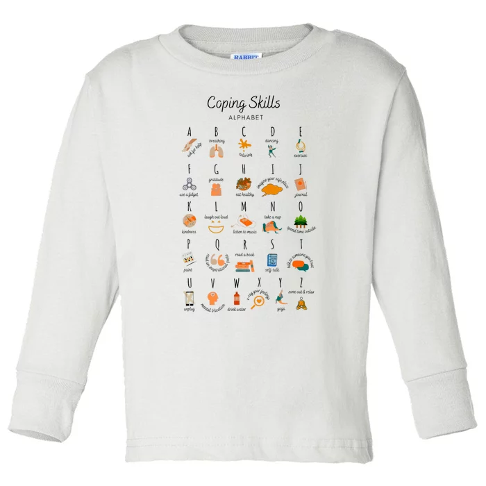 Coping Skills Alphabet Mental Health Awareness Toddler Long Sleeve Shirt