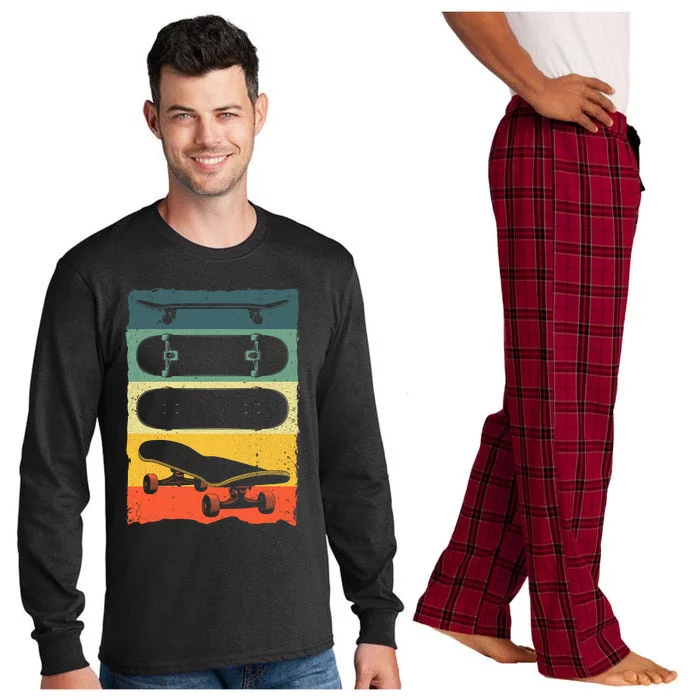 Cool Skateboard Art For Men Women Skateboarding Skateboarder Vintage Long Sleeve Pajama Set