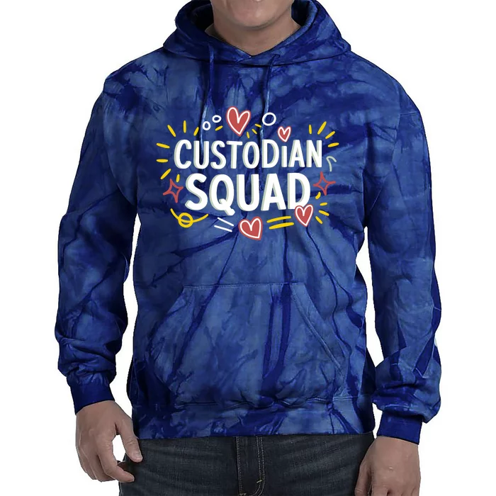 Custodian SquadCaretaker And Cleaning School Custodian Tie Dye Hoodie