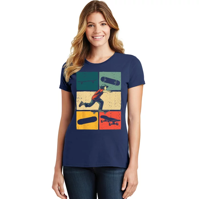 Cool Skateboard Art Vintage Skateboarding Gift For Skateboard Lovers Women's T-Shirt