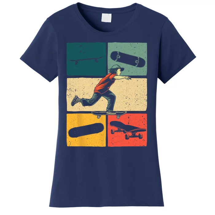 Cool Skateboard Art Vintage Skateboarding Gift For Skateboard Lovers Women's T-Shirt