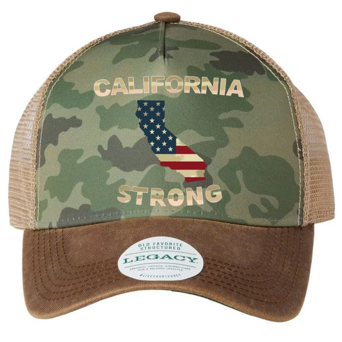 California Strong American Flag Cool Ca Map Legacy Tie Dye Trucker Hat