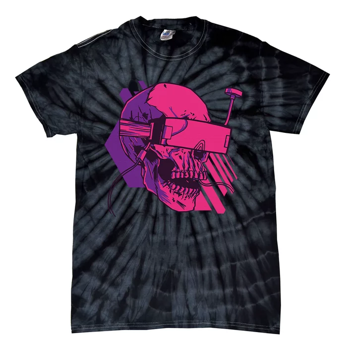 Cyberpunk Skull A Skull With FPV Goggles Funny Tie-Dye T-Shirt