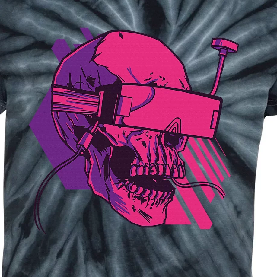 Cyberpunk Skull A Skull With FPV Goggles Funny Kids Tie-Dye T-Shirt