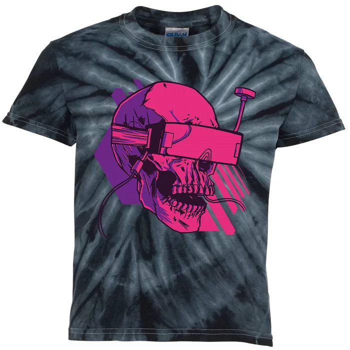 Cyberpunk Skull A Skull With FPV Goggles Funny Kids Tie-Dye T-Shirt