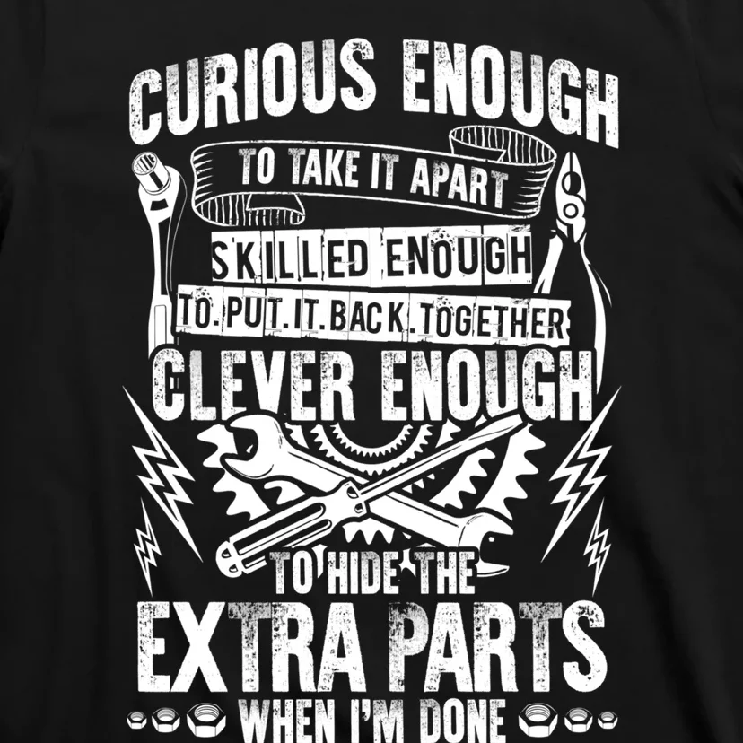 Curious Skilled And Clever Funny Car Auto Truck Mechanic T-Shirt