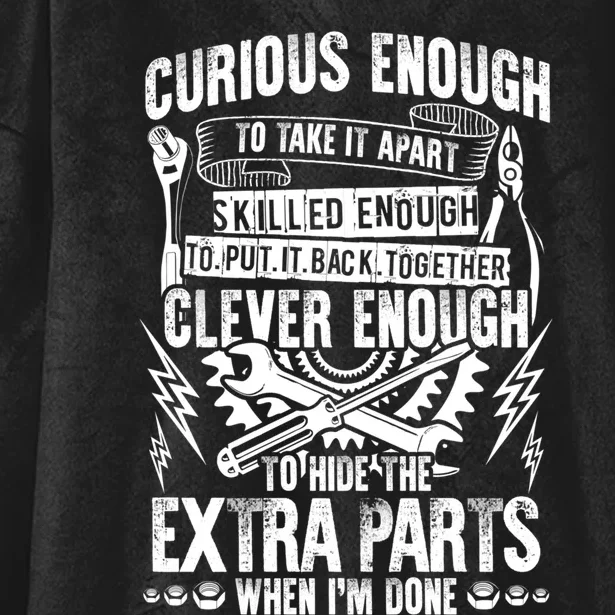 Curious Skilled And Clever Funny Car Auto Truck Mechanic Hooded Wearable Blanket