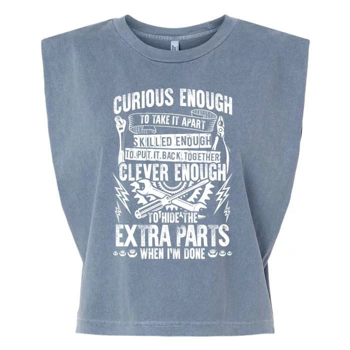 Curious Skilled And Clever Funny Car Auto Truck Mechanic Garment-Dyed Women's Muscle Tee