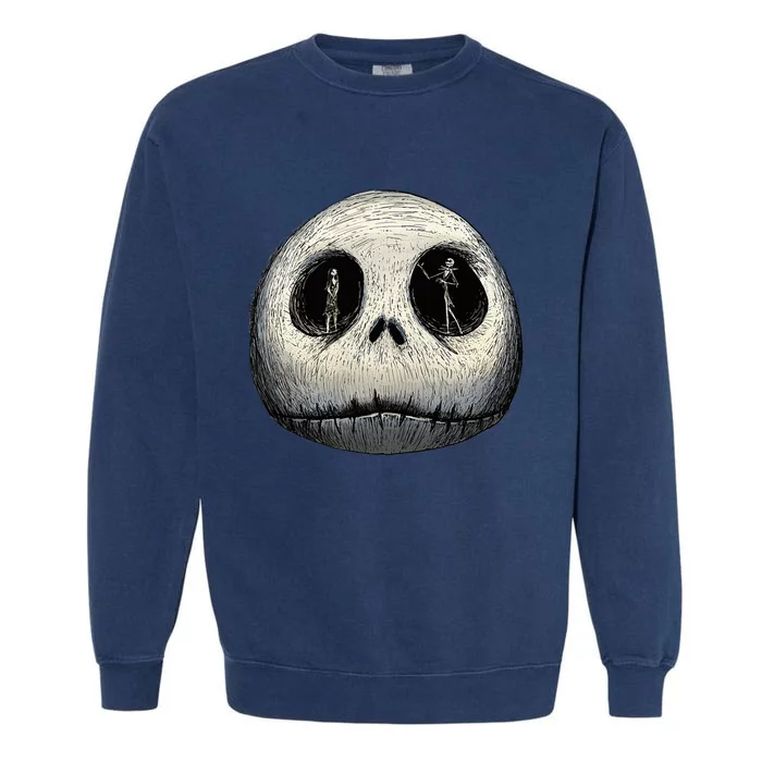 Christmas Sally And Jack Face Garment-Dyed Sweatshirt