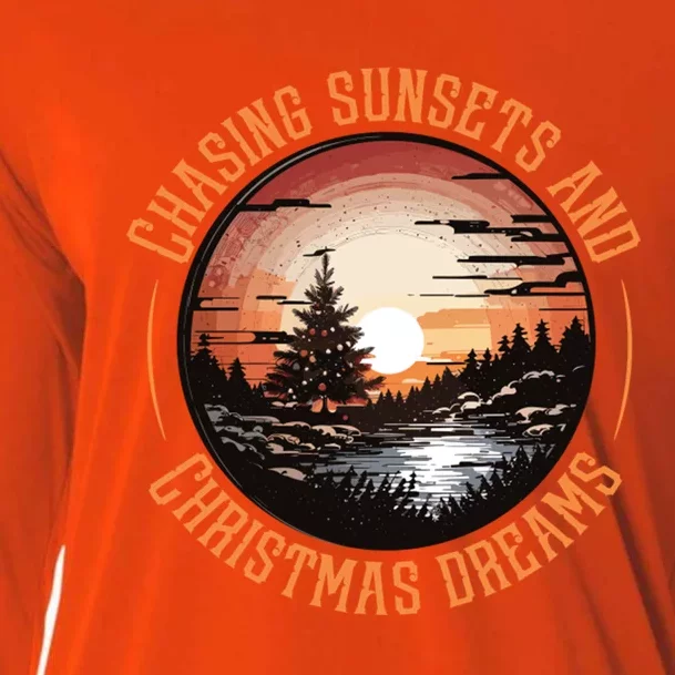 Chasing Sunsets And Christmas Dreams Cooling Performance Long Sleeve Crew