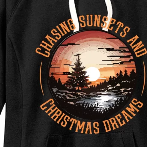 Chasing Sunsets And Christmas Dreams Women's Fleece Hoodie